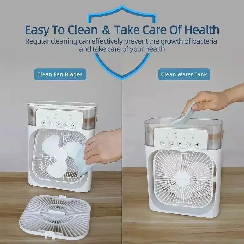 3-in-1 Portable Air Conditioner Fan with LED Light - USB Cooling Dubai UAE