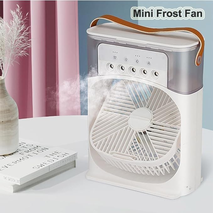 3 In 1 Portable Fan Air Conditioner,  Electric Fan Air Cooler, 7 Colors LED Light , USB Powerd Mini AC
