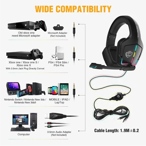 Gaming Headset RGB Wired - Professional PS4 PC Computer Headphones | UAE