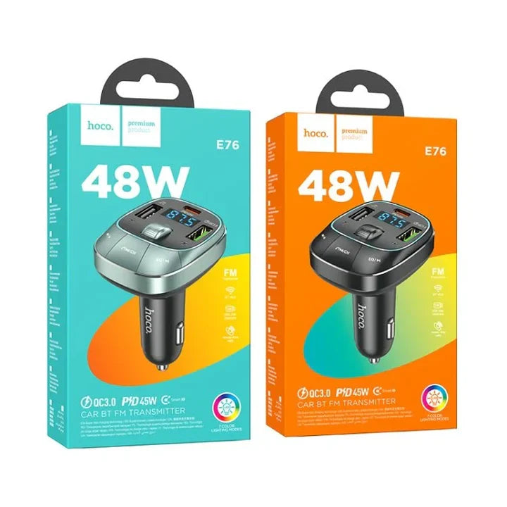 Hoco E76 Car Bluetooth FM Transmitter - Hands-Free Charger | Dubai UAE
